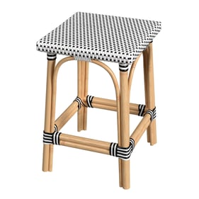 Butler Specialty Riviera Black and White Square Rattan Counter Stool