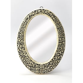 Butler Specialty Orzo Black White Bone Inlay Oval Wall Mirror