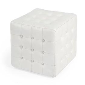 Butler Specialty Leon White Leather Cube Ottoman