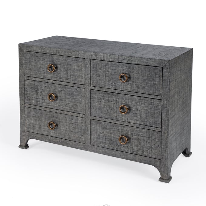 Butler Specialty Chatham Charcoal Raffia 6 Drawer Dresser BSF-9149420