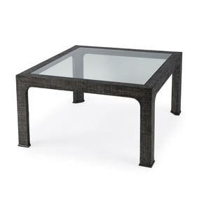 Butler Specialty Chatham Charcoal Glass Raffia Square Coffee Table