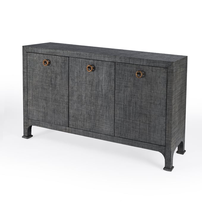 Butler Specialty Chatham Charcoal 3 Drawer Raffia Sideboard BSF-9170420