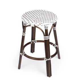 Butler Specialty Tobias White Brown Rattan 24 Inch Counter Stool