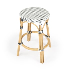 Butler Specialty Tobias Navy White Rattan 24 Inch Counter Stool