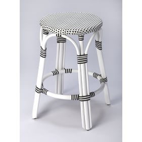 Butler Specialty Tobias White Black Rattan 24 Inch Counter Stool