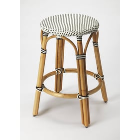 Butler Specialty Tobias Black White Rattan 24 Inch Counter Stool