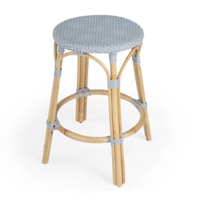 Butler Specialty Tobias Baby Blue Rattan 24 Inch Counter Stool