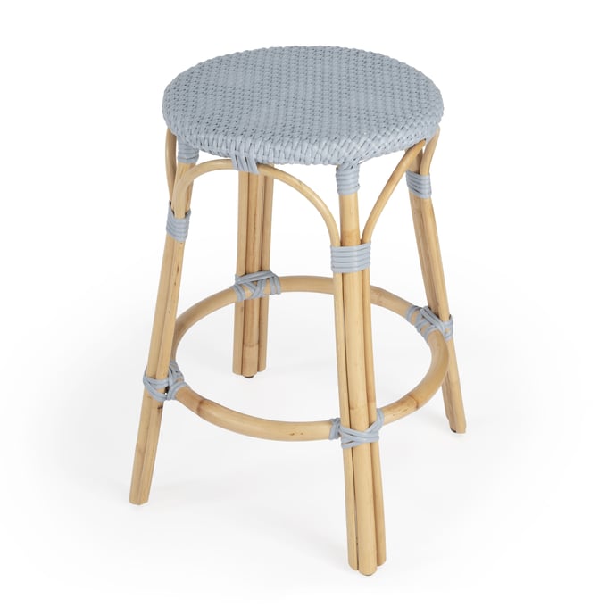 Butler Specialty Tobias Baby Blue Rattan 24 Inch Counter Stool BSF-9371341