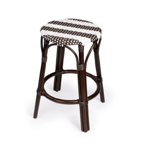 Butler Specialty Tobias White Brown Stripe Rattan 24 Inch Counter Stool