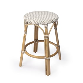 Butler Specialty Tobias White Tan Rattan 24 Inch Counter Stool