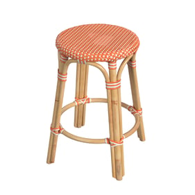 Butler Specialty Tobias Orange White Rattan 24 Inch Counter Stool