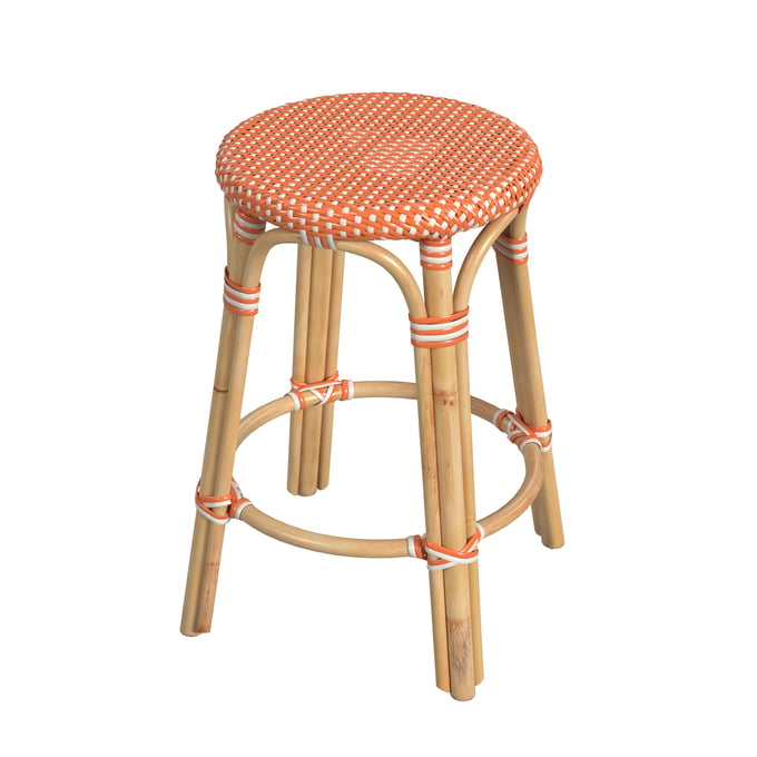 Butler Specialty Tobias Orange White Rattan 24 Inch Counter Stool BSF-9371427