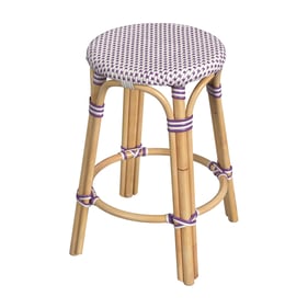 Butler Specialty Tobias White Purple Rattan 24 Inch Counter Stool