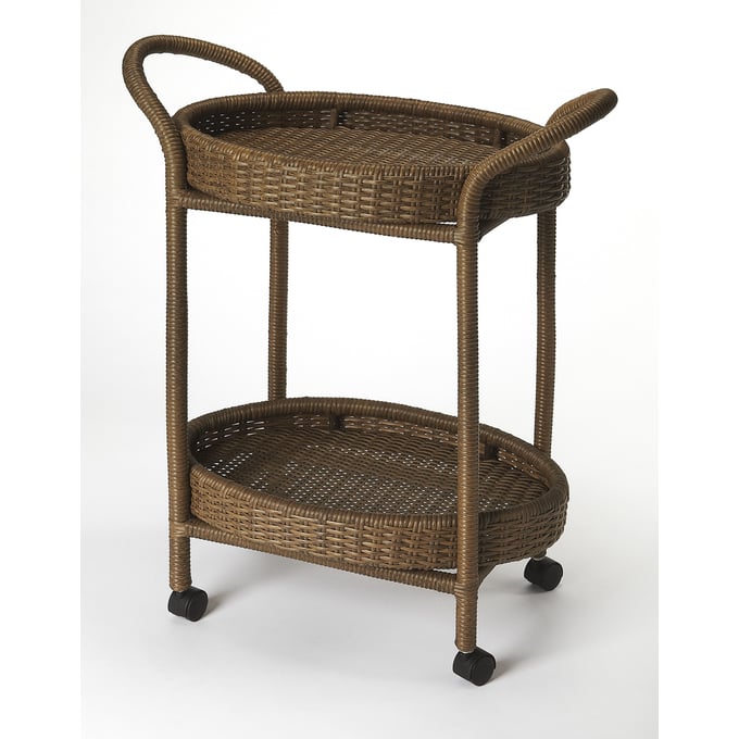 Butler Specialty Pevita Dark Brown Rattan Bar Cart BSF-9396035