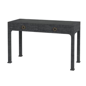 Butler Specialty Chatham Charcoal Raffia and Wood 2 Drawer Desk