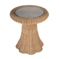 Butler Specialty Company Flora 22 in. Round Glass Top & Rattan Scalloped End table, Light Brown