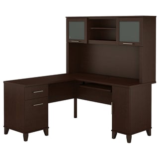 Bush Furniture Somerset Ash Gray 60W L Desk with Hutch | The Classy Home