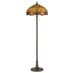 Cal Lighting Tiffany Antique Brass Floor Lamp with Zinc Cast Base