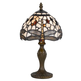 Cal Lighting Tiffany Antique Brass 14 Inch Accent Lamp with Zinc Cast Base