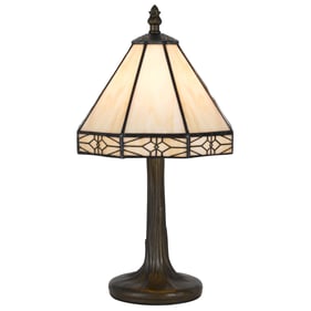 Cal Lighting Tiffany Antique Brass 13.5 Inch Accent Lamp with Zinc Cast Bas...