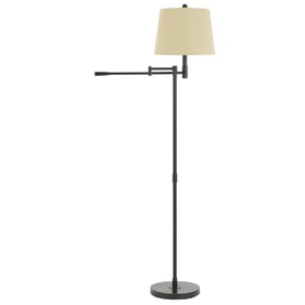 Cal Lighting Monticello Bronze 100W Metal Swing Arm Floor Lamp with Burlap ...