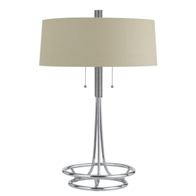 Cal Lighting Lecce Chrome Metal Table Lamp with Burlap Shade