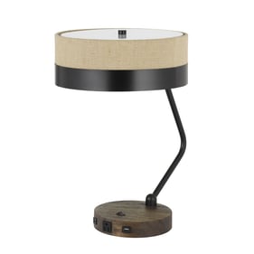 Cal Lighting Parson Black Desk Lamp with 2 USB Ports