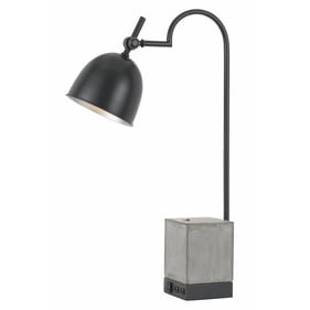 Cal Lighting Beaumont Black 60W Metal Desk Lamp with Cement Base