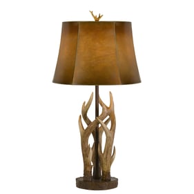 Cal Lighting Darby Brown Bone 150W 3 Way Resin Table Lamp with Leatherette ...