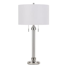 Cal Lighting Montilla Chrome Table Lamp with Fabric Shade