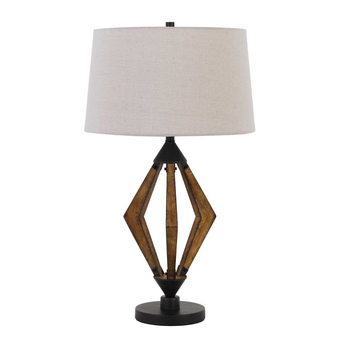 Cal Lighting Valence Black 150W 3 Way Metal Pine Wood Table Lamp CAL-BO-2856TB