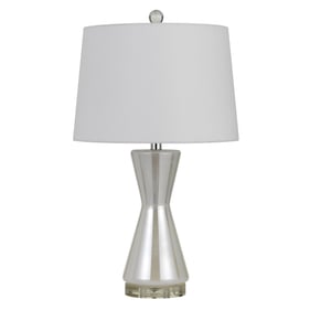 2 Cal Lighting Anzio Pearl Glass Table Lamps with Hardback Fabric Shades