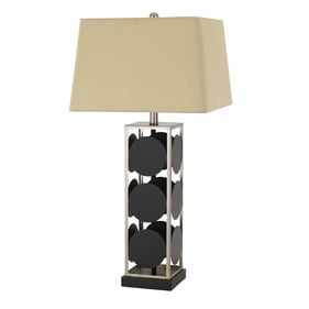 Cal Lighting Hanson Black Antique Silver Metal Table Lamp with Square Fabri...