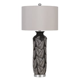 Cal Lighting Shiloh Black Silver 150W 3 Way Ceramic Table Lamp