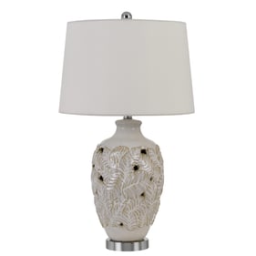 Cal Lighting Leland Ivory 150W Ceramic Table Lamp with Taper Drum Hardback ...