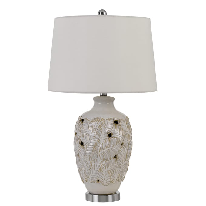 Cal Lighting Leland Ivory 150W Ceramic Table Lamp with Taper Drum Hardback Fabric Shade CAL-BO-2915TB