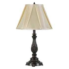 Cal Lighting Kerry Dark Bronze 100W Table Lamp with Softback Fan Pleated Fa...