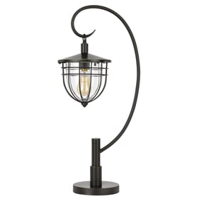 Cal Lighting Alma Dark Bronze 60W Downbridge Lantern Style Table Lamp