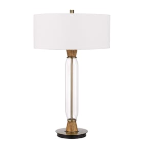 Cal Lighting Towson Light Oak 150W Accent Table Lamp with Hardback Drum Fab...