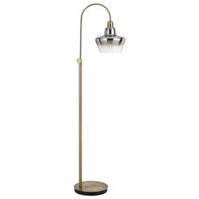 Cal Lighting Duxbury Antique Brass 40W Arc Floor Lamp with Electoral Plated...