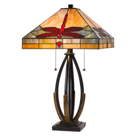 Cal Lighting Tiffany Table Lamp with Dual Pull Chain Switch