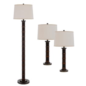 Cal Lighting Northfield Dark Bronze 3pc Table and Floor Lamp Set