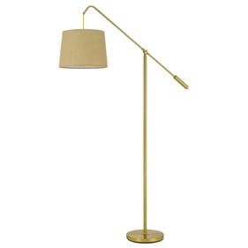 Cal Lighting Fishing Rod Antique Brass Adjustable Floor Lamp with Burlap Sh...