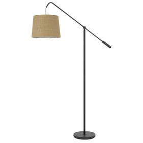 Cal Lighting Fishing Rod Dark Bronze Adjustable Floor Lamp with Burlap Shad...