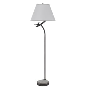 Cal Lighting Rancho Black Metal Floor Lamp with Linen Hardback Shade