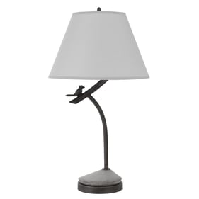 Cal Lighting Rancho Black Metal Table Lamp with Linen Hardback Shade