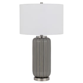 Cal Lighting Rodano Taupe Ceramic Table Lamp with Hardback Drum Shade