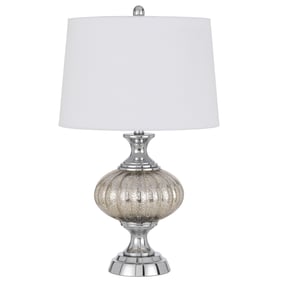 Cal Lighting Ossona Chrome Crackle Table Lamp with Hardback Taper Drum Shad...