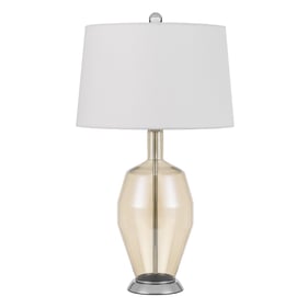 Cal Lighting Carpiano Smoked Glass Table Lamp with Hardback Taper Drum Shad...