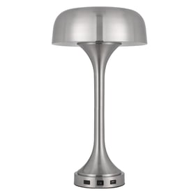 Cal Lighting Mushroom Brushed 40W Cloud Metal Desk Lamp with USB Charging P...